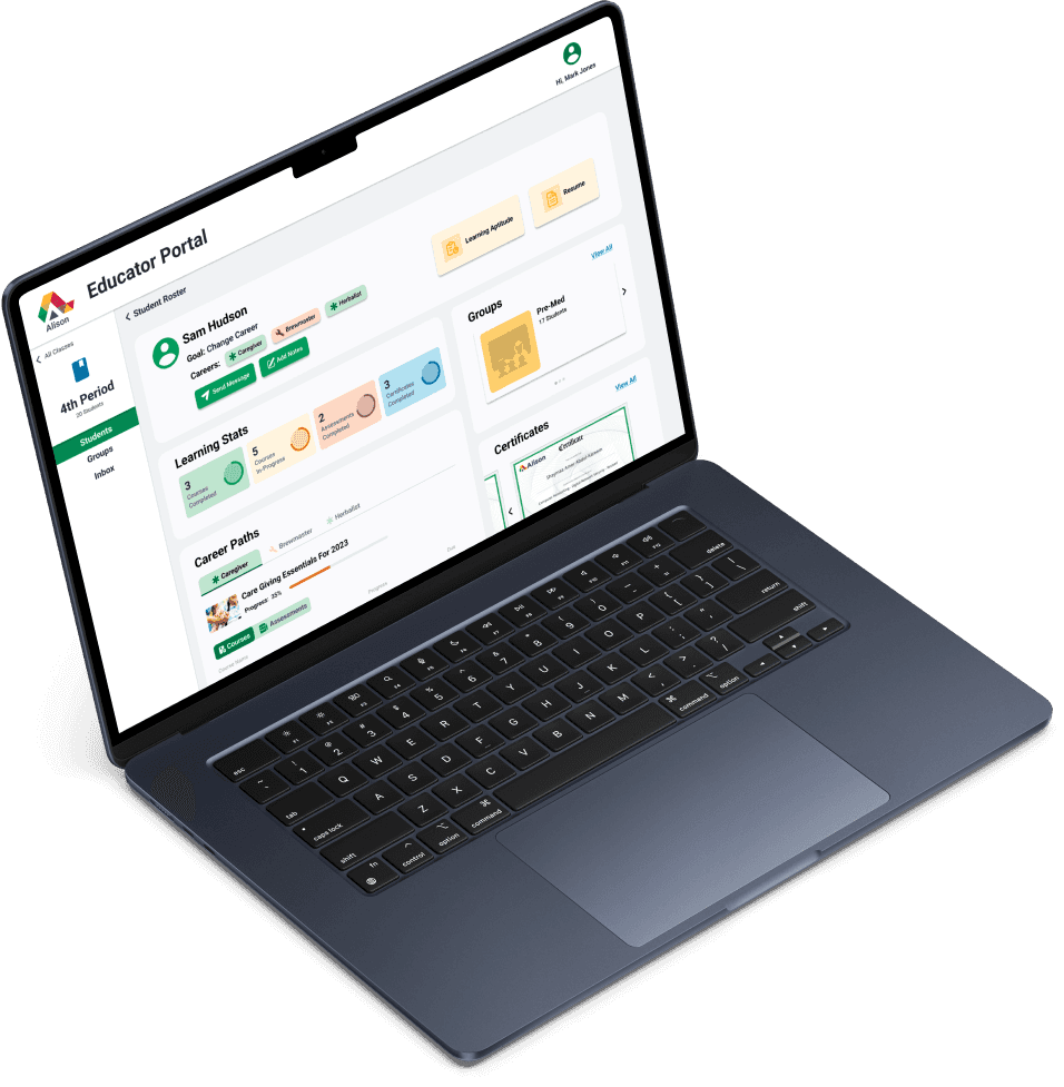 Alison educator dashboard on a MacBook